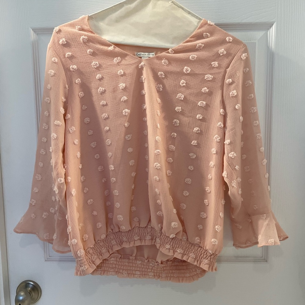 CATO Peachy Pink Textured Women's Top